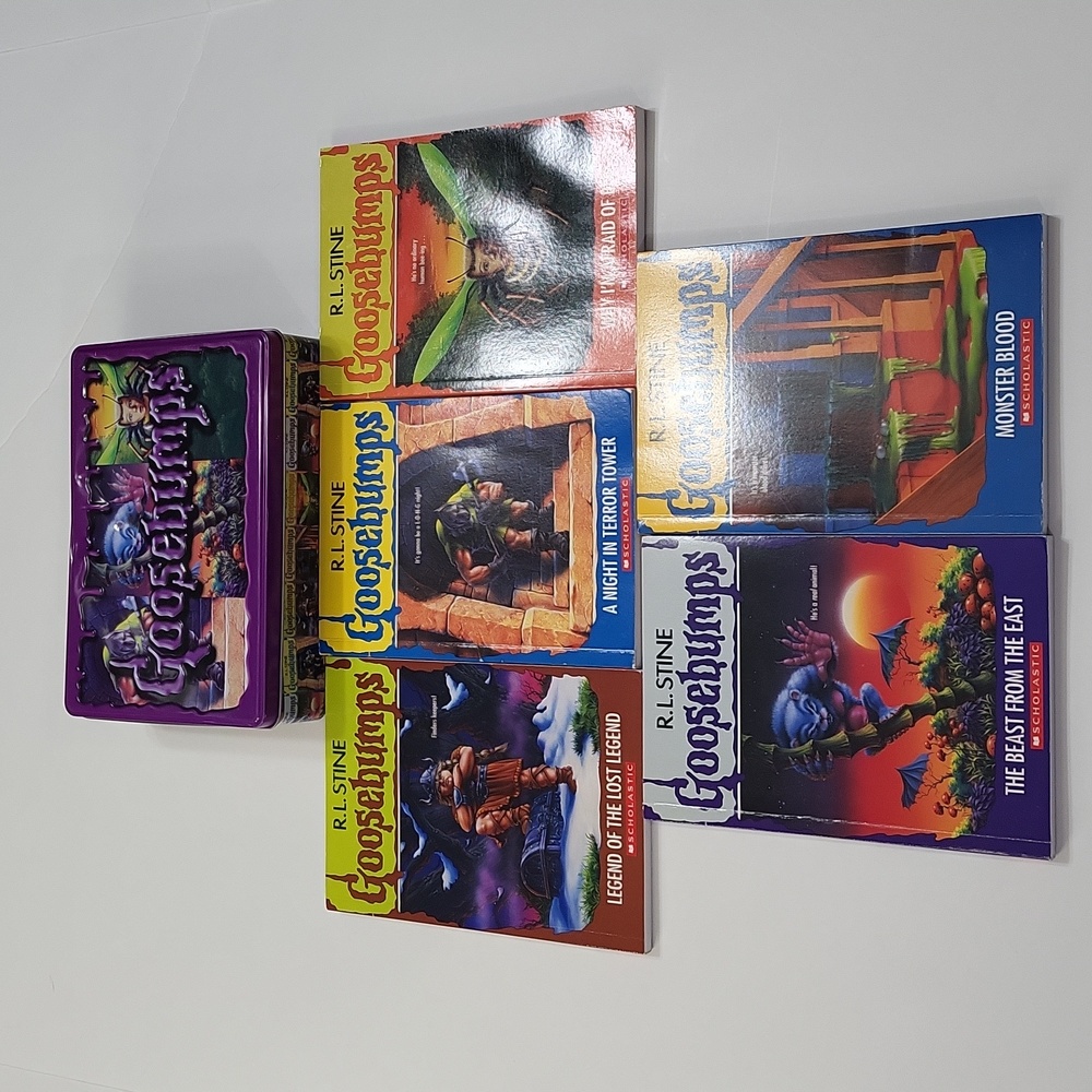 GOOSEBUMPS R.L. Scream Tin Box 25th Anniversary Collector 5 PB Books (1994)